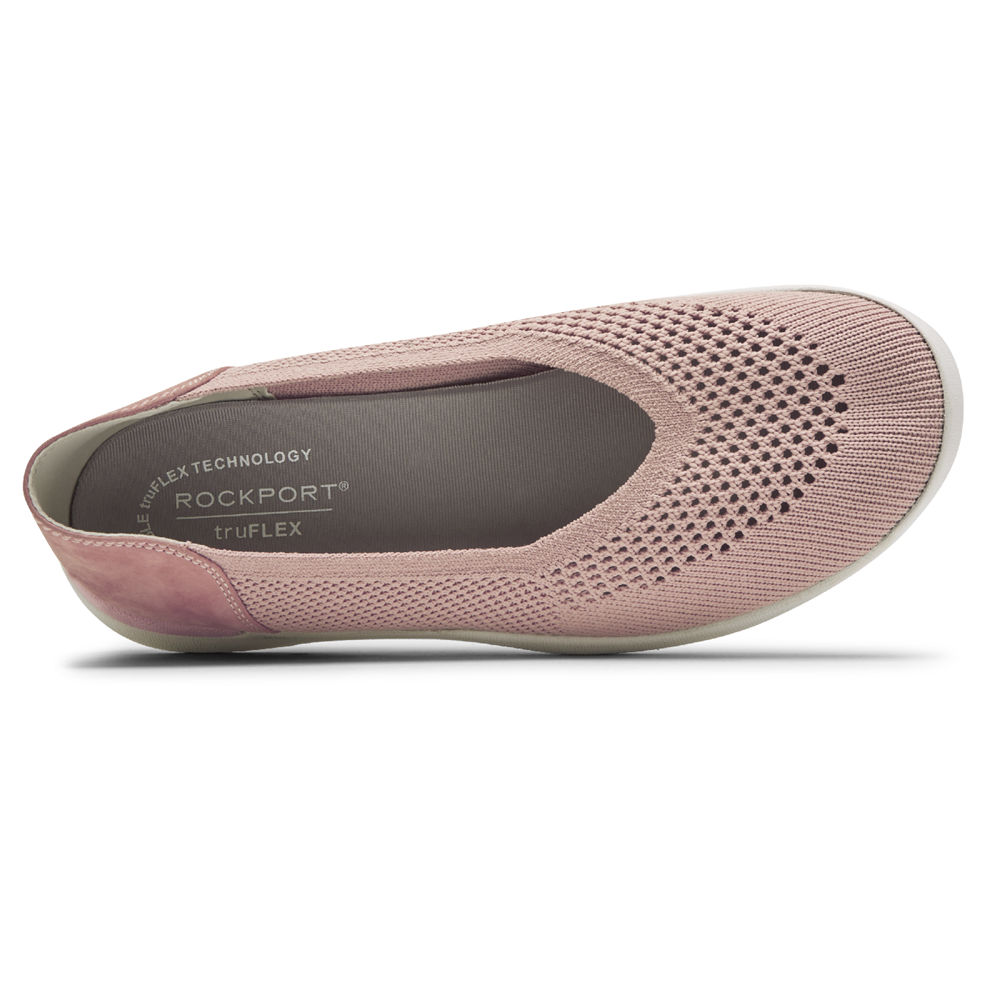 Rockport Womens Flats Pink - truFLEX Fly Knit Ballet - UK 147-RAHDKO